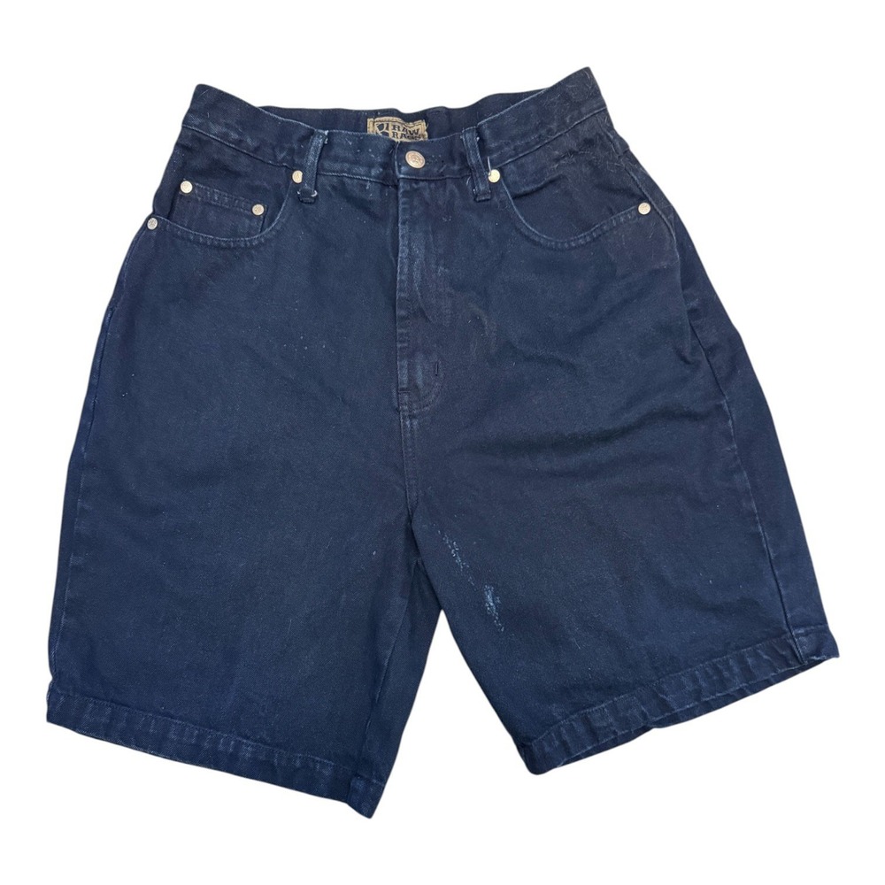 Baggy Wide Leg Denim Jorts Vintage Y2K Dark Wash Blue Shorts Mens 30 Distressed
